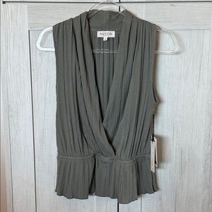 Nation LTD Nina Wrap Draped Pleated V-Neck Cotton Top